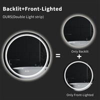 Miroirs de salle de bain intelligents ronds modernes de 24 "32" 36 "avec lumière LED à gradation et anti-buée Miroir de courtoisie mural