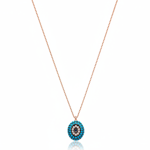 Pendentif à breloque rond en argent 925, forme ronde, pierre Nano Turquoise, Design turc, vente en gros - Product Image 2
