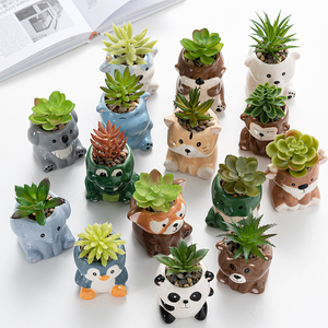 Maceta <span class=keywords><strong>de</strong></span> Cerámica <span class=keywords><strong>con</strong></span> Diseño <span class=keywords><strong>de</strong></span> Animal <span class=keywords><strong>de</strong></span> Dibujos Animados, Hecha a Mano, para Suculentas, Decoración del Hogar, Maceta <span class=keywords><strong>de</strong></span> Cerámica para Jardinería Combinada <span class=keywords><strong>de</strong></span> Escritorio - Product Image 1