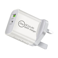 Chargeur rapide multi-ports Type-C PD 20W QC3.0 USB avec prises US EU UK AU, sortie 5V/3A pour téléphones mobiles Android