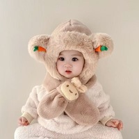 Gorro de Bebé con Bufanda Integrada, Protección para el Cuello, Lindo y Súper Adorable, Gorro de Protección para los Oídos para Niños en Otoño e Invierno