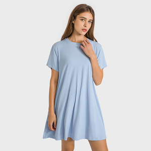 T-shirt Long à col rond pour femmes, vêtement d'été, en Nylon, à <span class=keywords><strong>la</strong></span> mode française, longueur <span class=keywords><strong>des</strong></span> hanches, tenue décontractée, sensation de peau nue, quatre couleurs, S à XXL - Product Image 2