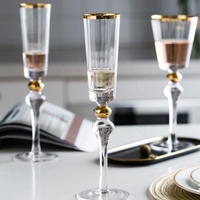 Copas de Vino de Cristal Hechas a Mano para Uso Doméstico, con Bordes Dorados, para Vinos Dulces, Bebidas Espumosas y Champán
