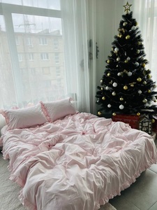 Juego de Funda Nórdica de Algodón con Volantes de 3 Piezas, Tamaño Queen, Estilo Europeo, para Boda, Hogar u Hospital, Lavado, 200 Hilos, Venta al por Mayor - Product Image 2