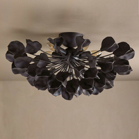 Plafonnier moderne en laiton noir avec finition céramique, 24 pouces, pour salon