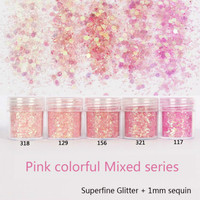 Vente en gros de blocs roses de haute qualité en polyester mélangé cosmétiques en vrac paillettes holographiques pour l'art des ongles, décorations de vacances