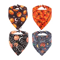 Bandana triangulaire double face pour chien, motif dessin animé Halloween citrouille, accessoire foulard-bavoir en tissu style graffiti pour animaux de compagnie