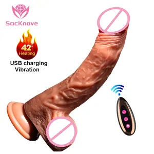SacKnove Women Sex Toys Fantasy Bulk Wireless Remote Silicone Vibrating Telescopic Suction Cup Big Realistic Thrusting Dildo