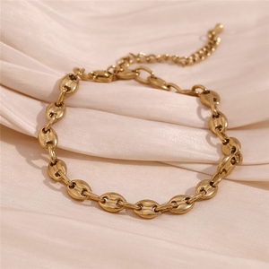 Chaîne <span class=keywords><strong>de</strong></span> <span class=keywords><strong>cheville</strong></span> en forme <span class=keywords><strong>de</strong></span> grains <span class=keywords><strong>de</strong></span> café plaquée or 14 carats pour femmes, bijoux en acier inoxydable imperméables - Product Image 6