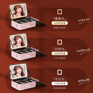 Estuche de Maquillaje de Lujo con Espejo e Iluminación, Gran Capacidad, de Cuero PU, Organizador Portátil de Viaje para Cosméticos y Cuidado de la Piel - Product Image 1