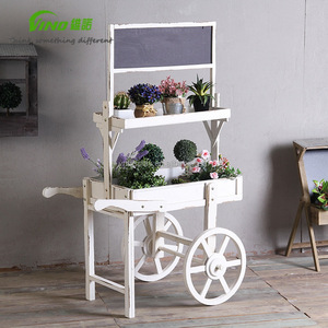 Hecho a mano de madera de pino Carro con pulverización de pintura para tienda de venta al por menor-vintage blanco - Product Image 3