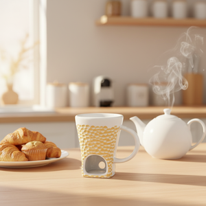 Custom Red Ceramic Fondue <strong>Mug</strong> <strong>Set</strong> Handle Printed Stripe Design Eco-Friendly Durable Coffee <strong>Hot</strong> <strong>Chocolate</strong> Cheese Heating Cups - Product Image 2