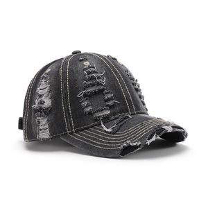 Gorra de Béisbol Unisex Azul Vaquero Desgastada para Exteriores, Diseño de 6 Paneles, Patrón de Letras Inglesas, Transpirable, Bordado Común - Product Image 1