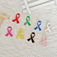 Broche de soutien au cancer du sein en forme de ruban coloré, épinglette en émail métallique, accessoires de charité pour femmes