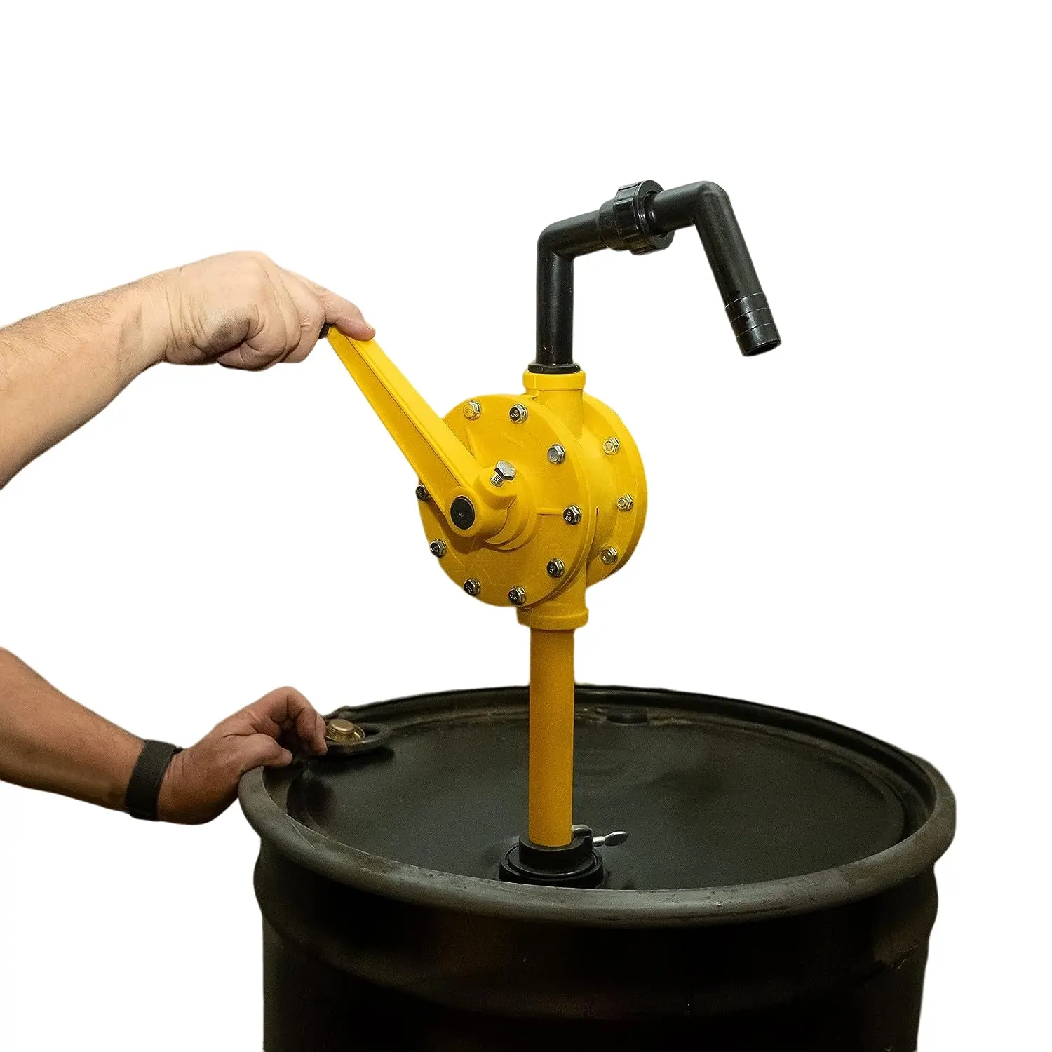 Pompa galon besi cor portabel tangki drum pompa barel hisap minyak diesel mengeluarkan bahan kimia transfer tangan pompa Putar