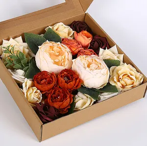 2023 नवीनतम डिजाइन संरक्षित हाइड्रेंजिया फूल कृत्रिम शैम्पेन नारंगी पीई फूल गुलाब कृत्रिम फूल शादी की सजावट के लिए