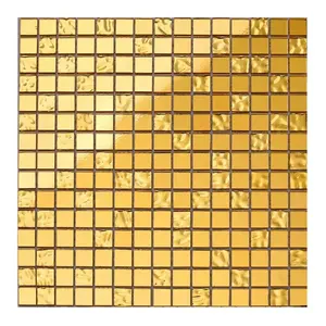 Wave Gold Mosaic Tile Glass For Bathroom Wall Art Decoration