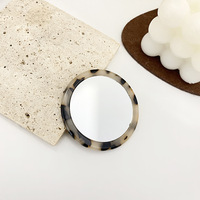 Miroir de poche en acétate, motif marbré écaille de tortue, mini miroir rond simple face, miroir de maquillage compact portable pour femme, cadeau
