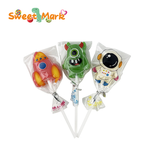 Dibujos animados cohete astronauta y forma de monstruo piruletas textura dura con sabor a fruta envuelto en una bolsa - Product Image 4