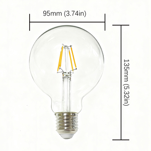 Đèn dây tóc <span class=keywords><strong>LED</strong></span> <span class=keywords><strong>G95</strong></span> 4W 6W 8W Màu hổ phách trong suốt E26/E27 - Product Image 2