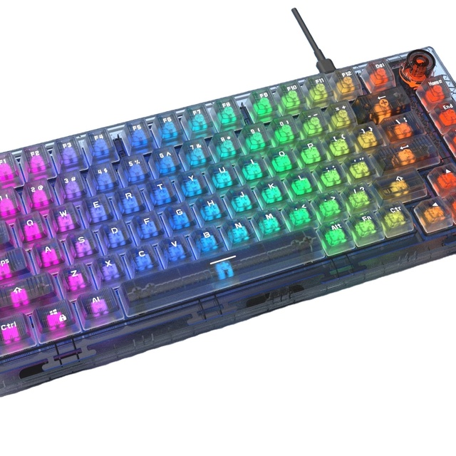 Ancreu 82 Keys Compact Transparent Wired Mechanical Keyboard RGB Backlit Gaming Keyboard for Laptop Keyboards