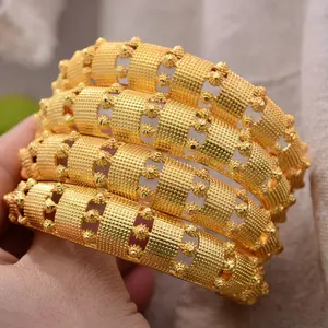 Ethiopian Africa Gold Color Cuff Bangles Bracelets African Wedding Jewelry Middle East Items For Women