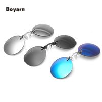 Boyarn – Mini lunettes de soleil sans monture Uv400 pour hommes, à Clip sur le nez, lentille ronde, Hacker Empire Matrix Morpheus, Vintage