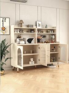 Credenza Multifunzione in Stile Crema con Effetto Pietra, Mobile Integrato per <span class=keywords><strong>Soggiorno</strong></span> e <span class=keywords><strong>Sala</strong></span> <span class=keywords><strong>da</strong></span> <span class=keywords><strong>Pranzo</strong></span>, Armadietto per Tè e Caffè - Product Image 3