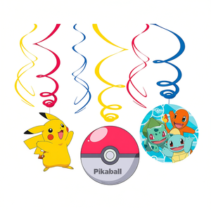 Spirali decorative Pokemon, 3 pezzi, ornamenti da appendere per feste con design Pikachu e Pokeball per la festa di compleanno dei bambini - Product Image 2