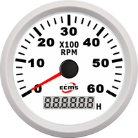 Tachometer Mesin Kapal Diesel ECMS dengan Pengukur Jam dan Penghitung Putaran 6000 RPM 9-32V 85mm