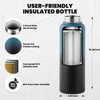 Bouteille d'eau isotherme anti-fuite 40oz en acier inoxydable à triple paroi sous vide avec couvercles à bec verseur et paille – Gourde moderne