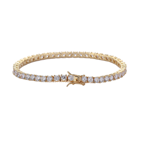 <span class=keywords><strong>Cavigliera</strong></span> Tennis A004 da 3mm 4mm in Ottone Placcato <span class=keywords><strong>Oro</strong></span> con Zirconi Cubici Iced Out Bling Bling da 9 e 10 Pollici per <span class=keywords><strong>Donna</strong></span> - Product Image 3