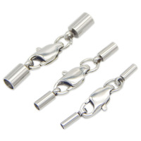Vente en gros de fermoirs cylindriques en acier inoxydable plaqué or de 2 mm pour cordon en cuir, fermoirs à boucle pour cordon, fermoirs unisexes avec fermoir à homard