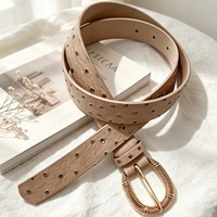 Ceinture en similicuir à motif d'autruche avec boucle à ardillon dorée pour fille