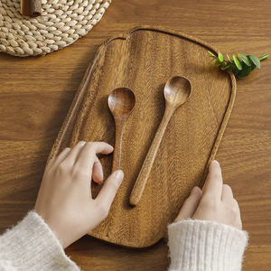 Cuillère en bois de teck <span class=keywords><strong>naturel</strong></span> certifiée FDA LFGB FSC, écologique, résistante à la chaleur, <span class=keywords><strong>anti</strong></span>-moisissure, logo personnalisé pour la maison, l'hôtel, la cuisine - Product Image 4