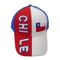 Casquette de baseball unisexe de haute qualité Ever Fortune à 6 panneaux avec drapeau du Chili, logo personnalisé, broderie 3D en relief, vente en gros, premium, sportive