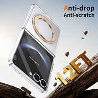Kedatangan Baru 2025 Casing Ponsel Transparan Anti Benturan dengan Ring Holder dan Kickstand, Mendukung Pengisian Daya Nirkabel untuk Samsung Z Flip 8 7 6 5 4 3