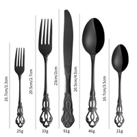 Ensemble d'argenterie en acier inoxydable au design sculpté en creux couteau fourchette cuillère ensemble de couverts en or baroque antique pour mariage
