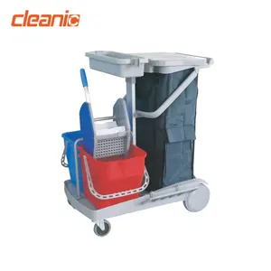 Cleanic cleaning supplies light weight commercial use plastic mop double bucket wringer cleaning trolley
