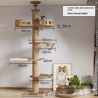 Structure d'escalade et griffoir en bois pour chat, du sol au plafond, avec hamac