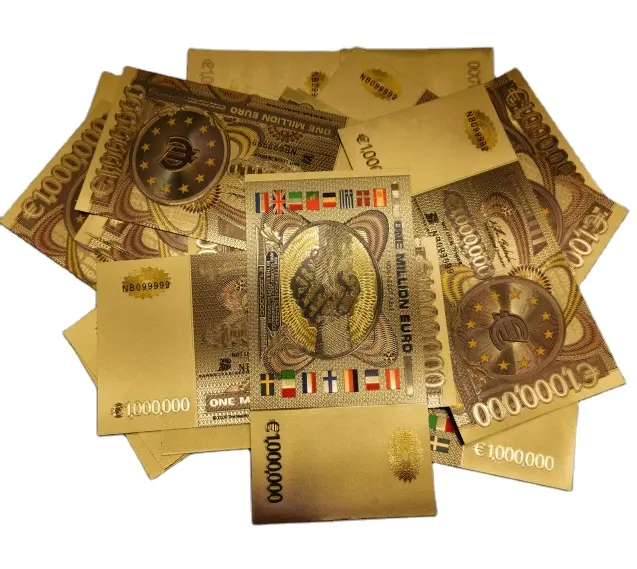 Banknoten 24 Karat vergoldet Euro Gedenk notizen Euro Rechnungen Dekoration Antik plattiert Gold Souvenir 1000000