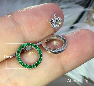 Orecchini a Cerchio Cavi, Orecchini a Cerchio con Zirconi Verdi Brillanti, Gioielli Minimalisti a Forma di Anello Rotondo, Accessori per Uso Quotidiano, Matrimoni e Feste - Product Image 3