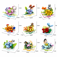 Bloques de Construcción Mini EPT, Juego de 9 Piezas de Ladrillos de Jardín Botánico, Escena Floral y Animal, Decoración de Escritorio DIY, Regalo