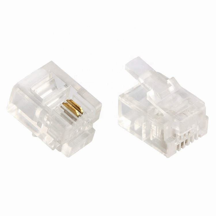 Factory price telephone connector Plug Connector 4p4c 4p2c Plug Cable Assembly Cable Protector Rj11 Connector