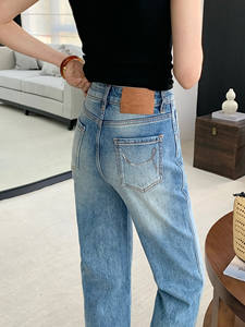 Jean en denim <span class=keywords><strong>vintage</strong></span> turc coupe droite pour femme, taille haute, amincissant, avec revers, longueur cheville, broderie, pour printemps AZ191 - Product Image 2