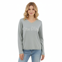 Pull en tricot personnalisé pour femmes Pull en tricot avec lettres découpées et perles pour femmes Pull en tricot à manches longues pour femmes Pull en tricot