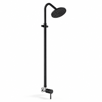Ensemble de douche mural noir mat avec pommeau de douche pluie rond, mitigeur à levier et tuyau de rallonge pour salle de bain d'hôtel, vente en gros