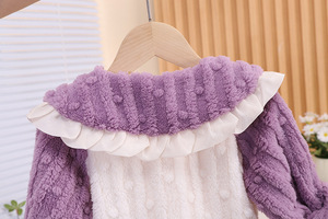 <span class=keywords><strong>Pyjama</strong></span> d'hiver en molleton de corail à la mode pour filles vêtements de maison respirants pour enfants avec ensemble de vêtements de dessin animé Cardigan - Product Image 6