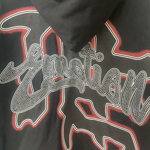 Ropa de hombre con diamantes de imitación de algodón 100% de alta calidad, ropa de calle de peso pesado, Sudadera con capucha de emociones mixtas para hombres - Product Image 6