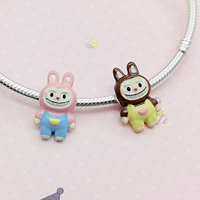 Nouveau Style Labubu bijoux Bracelet breloque S925 en argent Sterling goutte d'huile dessin animé Labubu pendentif à breloque fabrication de bijoux cadeaux